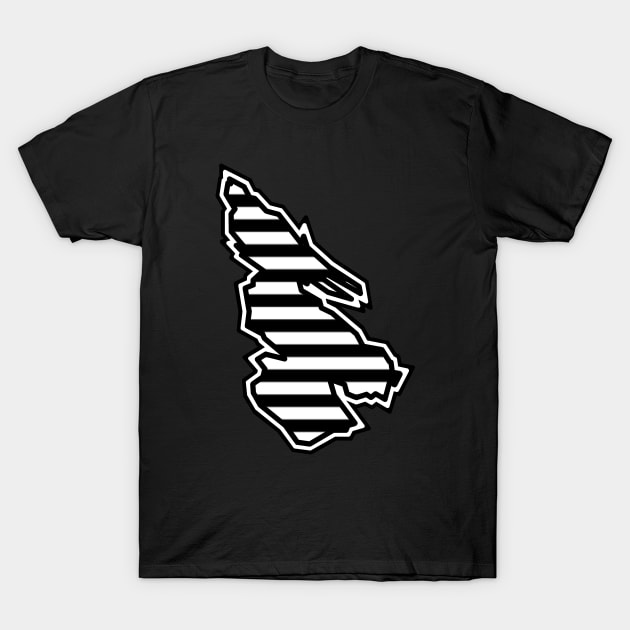 Salt Spring Island Silhouette in Black and White Lines - Stripe Pattern - Salt Spring Island T-Shirt by Bleeding Red Paint